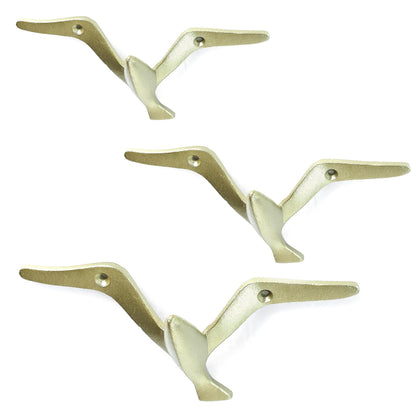 Iron Cast Decorative Gull Bird Wall Mounted Coat Hooks (3 Count)