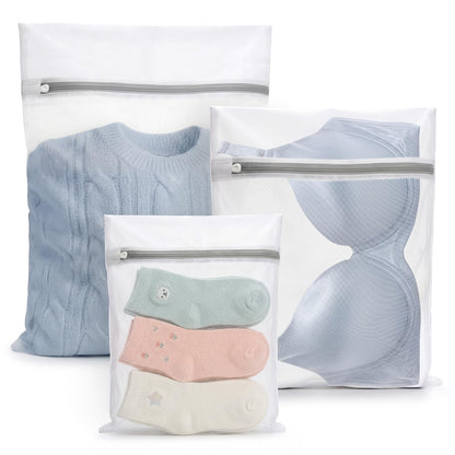3Pcs Durable Fine Mesh Laundry Bags for Delicates