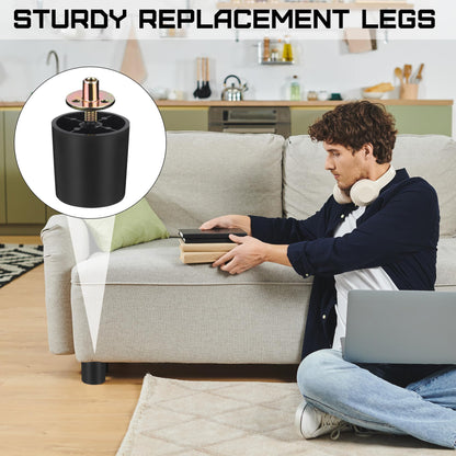 8 Pack 2 Inch Plastic Furniture Legs with M8 T (48 Count)