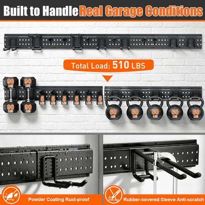 Garage Tool Organizer Wall Mount 66 inches with 13 Adjustable Heavy