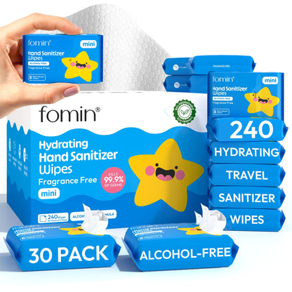 Mini Hand Sanitizer Wipes Travel Size 30 Pack (240 Count)