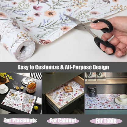 Floral Shelf and Drawer Liner for Kitchen Cabinets (2780.8 sq in)