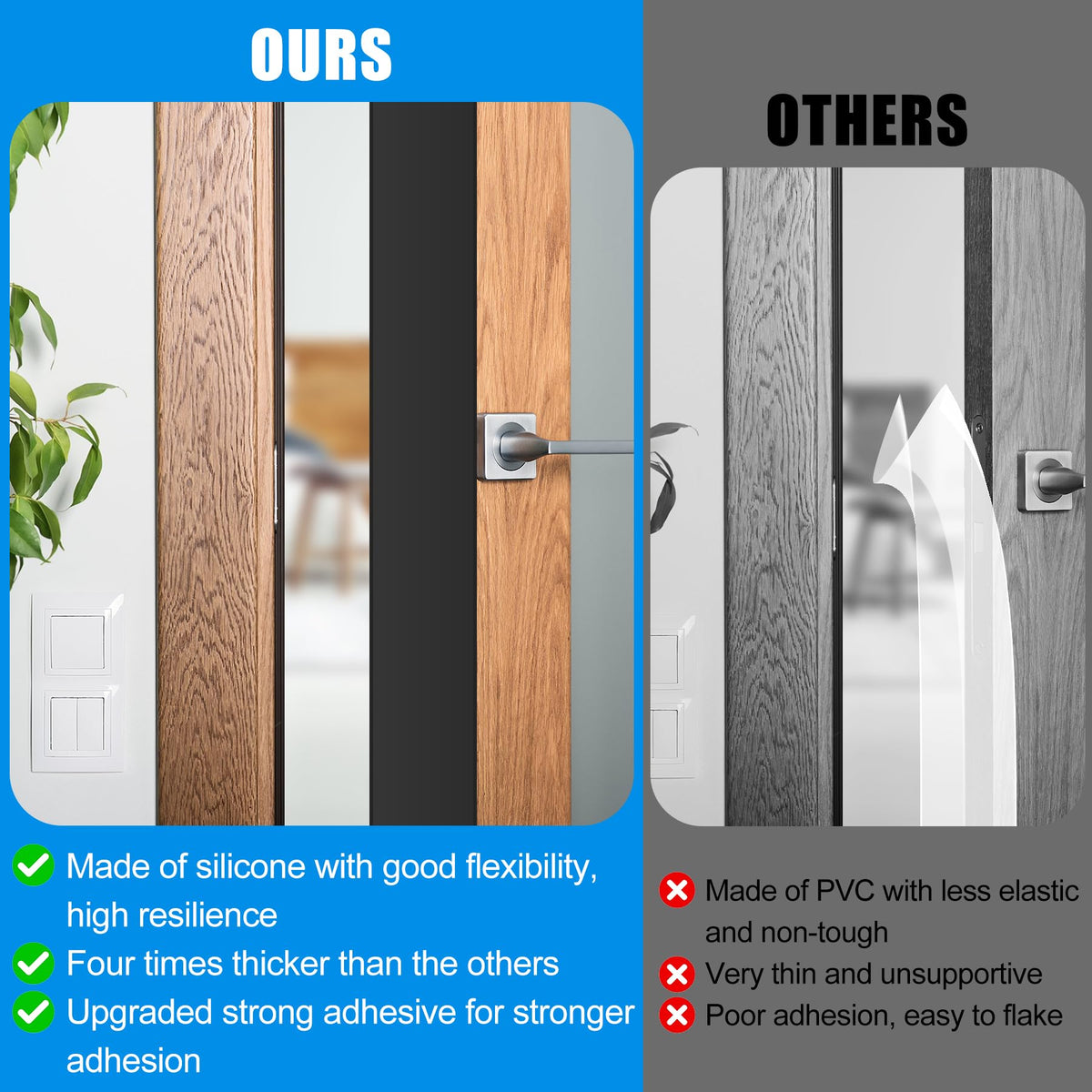 Draft Seal Tape for Doors and Windows 2 in x 40 Ft Silicone Weather Stripping Extra Thick 2mm Door Seal Strip with Strong Adhesive Draft Insulation Stopper Side Seal (40 Foot)