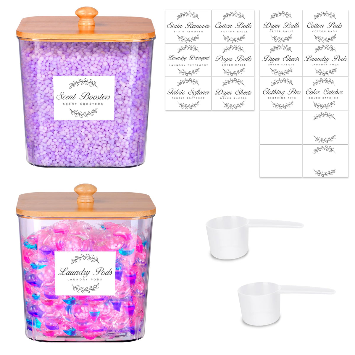 2 Pack Laundry Pods Container & Dryer Sheet Holder Set