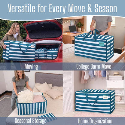 8 Pack Extra Large Heavy Duty Moving Bags with Wide Opening & Reinforced Handles (8 Count)