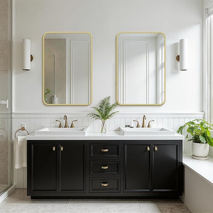 FICTOR Bathroom Mirror, 30"x20"Gold Framed Vanity Mirror for Wall, Shatterproof &Anti-Rust Bathroom Mirrors for Over Sink, Bedroom, Living Room, Entryway, Vertical/Horizontal Mount