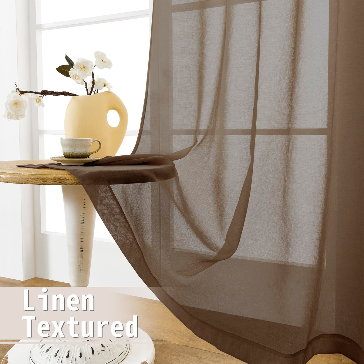 Short Sheer Door Curtain Closet Linen Textured Curtain Sheers Doorway Light Filtering Voile Patio Glass Doors Rod Pocket Curtains French Door