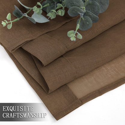 Sheer Curtain Linen Textured Bedroom Curtains Sheer Light Filtering Rod Pocket Voile Curtain for Living Room