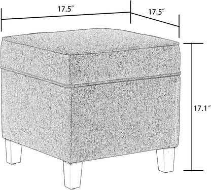 17 Inch Square Linen Storage Ottoman for Living Room & Bedroom