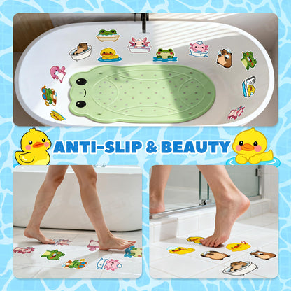 Kids Bathtub Mat Non Slip with 17PCS Bathtub Stickers for Toddlers