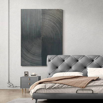 Hand Painted Abstract Modern Oil Painting 40x28 Inch Black Texture Contemporary Wall Art Minimalist Frame Artwork for Wall Decoration