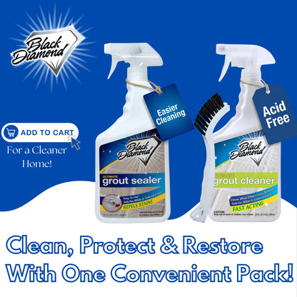 Grout Cleaner & Grout Sealer Bundle with Brush for All Tile & Stone 2 (64 Fl Oz)