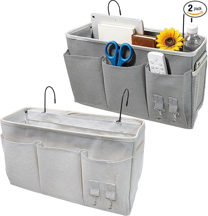 Hanging Storage Organizer 2 Pack Black & White , No Drilling Bedside Caddy, Minimalist Home Organization, Shared Storage Solution for Couples and Roommates, Practical Household and Housewarming Gift