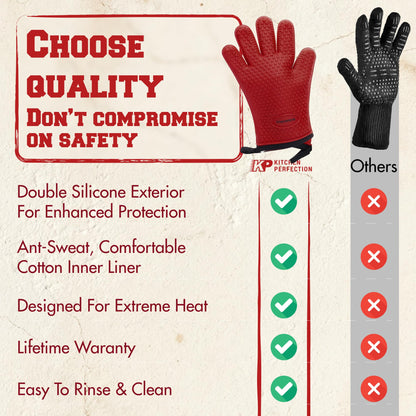 XL Silicone Pizza Oven Gloves Heat Resistant Oven Mitts