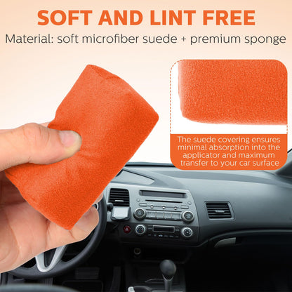 12 Pack Microfiber Applicator Pads Suede Car Detailing Sponge Ceramic Coating Applicator Pads Coating Sponge for Cars Graphene Metal Plastic Trim Ceramic Spray Applying Wax (12 Count)