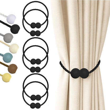 Magnetic Curtain Tiebacks Black 6pcs (6 Count)