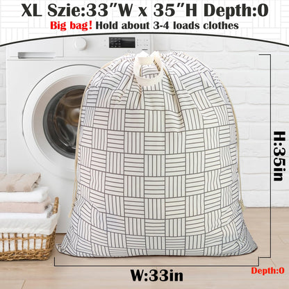 Canvas Laundry Bag with Handles & Drawstring