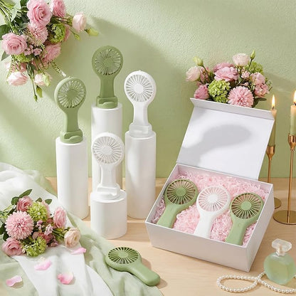Woanger 24 Pack Mini Powerful Handheld Fan Bulk 3 Speed USB Rechargeable Small Desk Fan Summer Gift for Wedding Beach Outdoor Women Eyelash (White,Sage Green)