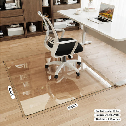 Tempered Glass] 42" x 46" Glass Office Chair Mat for Carpet