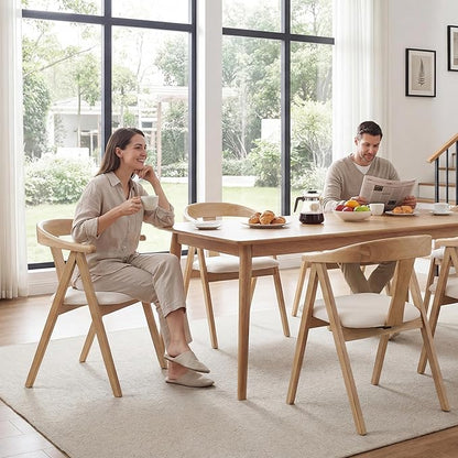 HNY Wooden Folding Chair with Cushion Set of 4, Linen Foldable Dining Chairs Folding Event Chair, Portable Space-Saving Accent Chair with Armrests for Kitchen Dining Living Room Small Spaces, Beige
