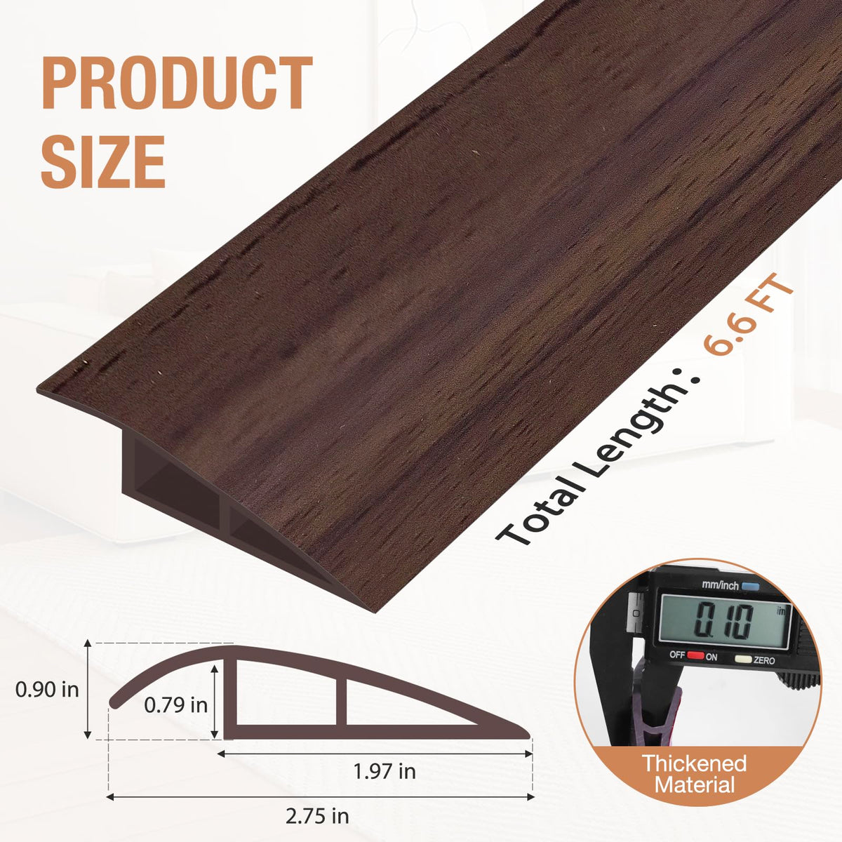 Floor Transition Strip Self Adhesive Vinyl Door Threshold Strip (6.6 Foot)