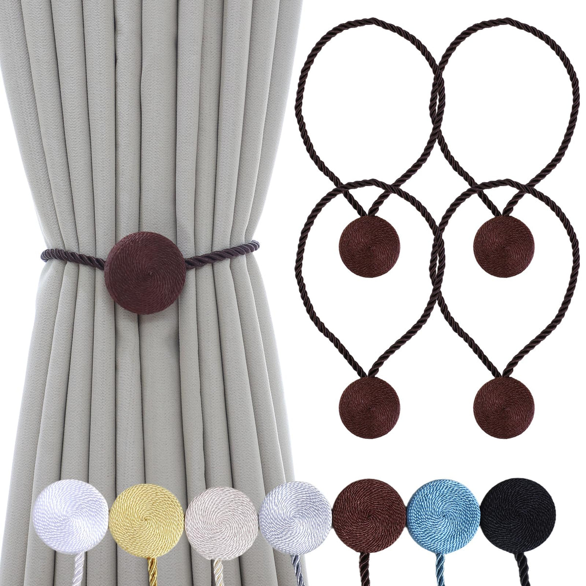 Magnetic Curtain Tiebacks (4 Count)