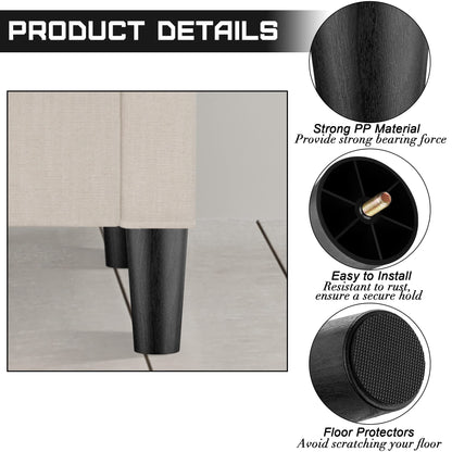 8 Pack 6 Inch Plastic Furniture Legs with M8 T (8 Count)
