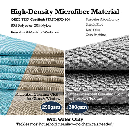 3 Pack Microfiber Glass Cleaning Cloths for Windows & Mirrors (3 Count)