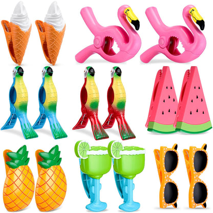 16 Pcs Beach Towel Clips for Beach Chairs Cute Towel Holder Cruise Clothes Pins for Lounge Chair Patio Pool (16 Count)