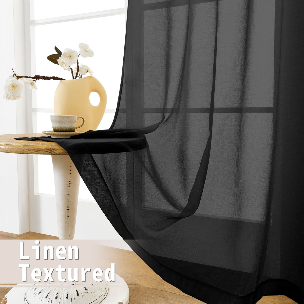 Short Sheer Door Curtain Closet Linen Textured Curtain Sheers Doorway Light Filtering Voile Patio Glass Doors Rod Pocket Curtains French Door