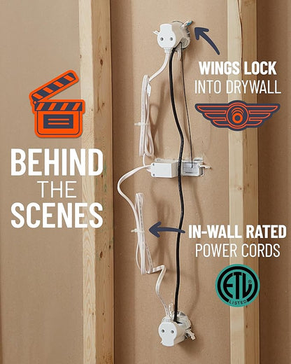 ECHOGEAR in Wall Cable Management Kit for TV & Soundbar - Cord Concealer & Power Kit - Powers Devices & Hides All Cables - Comes with Circle Saw Drilling Attachment & Drywall Hand Saw