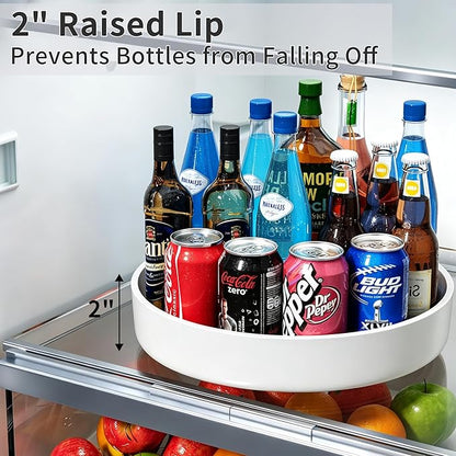 Lazy Susan Organizer Turntable, 12" Rotating Spice Rack Organization with Non-Slip Base & Raised Lip, Pantry Organizers and Storage for Cabinet, Kitchen, Bathroom, Countertop, Refrigerator