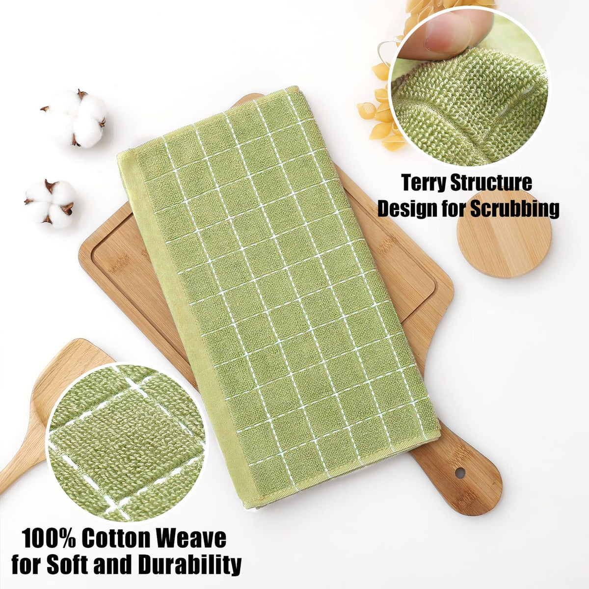 100% Cotton Terry Kitchen Dish Cloths (12 Count)