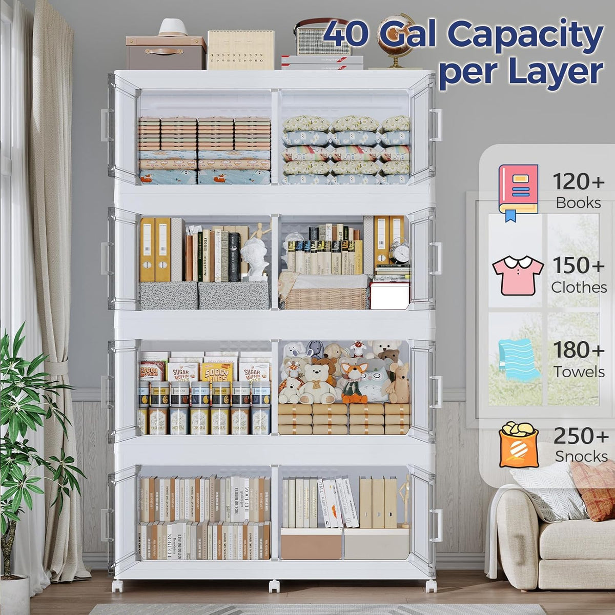 200GAL Storage Bins with Lid and Wheels (5 Count)