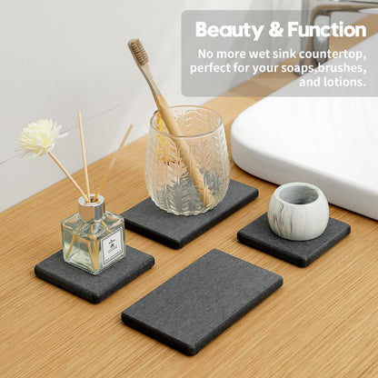 4PCS Water Absorbing Sponge Holder Diatomite Stone Sink Tray Mat (4 Count)