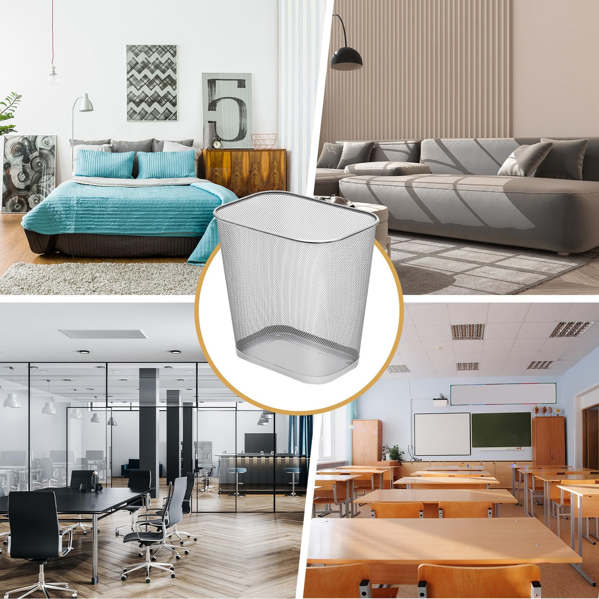 1 Pcs Silver Mesh Trash Cans Bulk