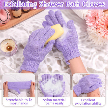 Exfoliating Back Scrubber Bath Gloves Set (3 Count)
