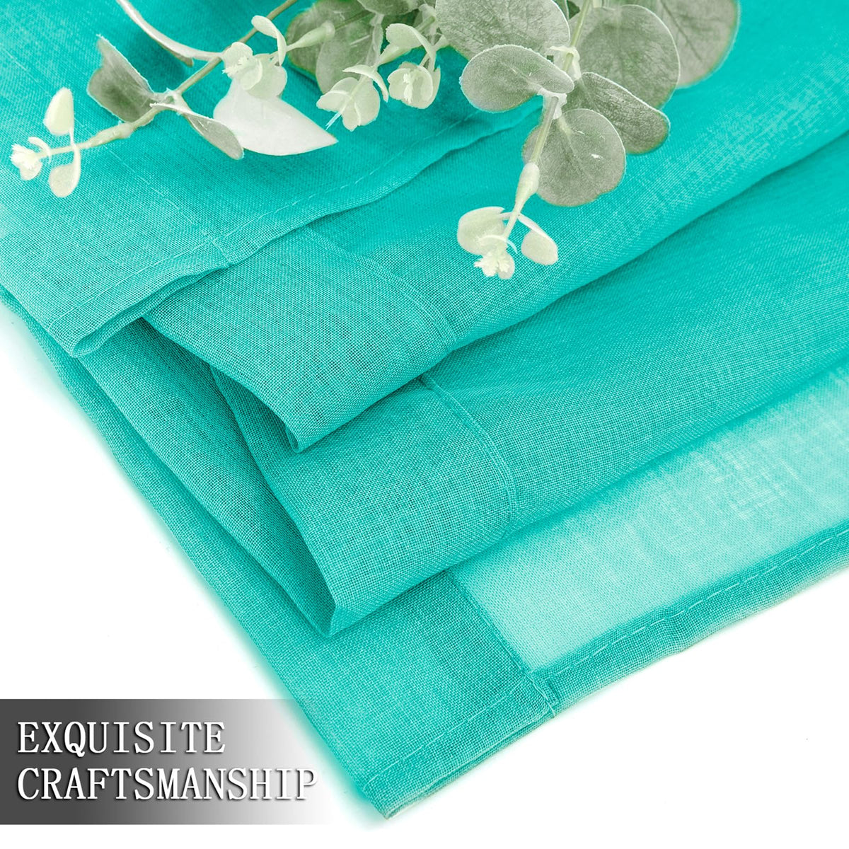 Sheer Tier Curtains Kitchen Linen Textured Half Curtain Sheers Light Filtering Rod Pocket Voile Bathroom Short Curtains for Farmhouse (2 Count)
