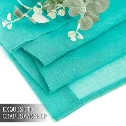 Sheer Tier Curtains Kitchen Linen Textured Half Curtain Sheers Light Filtering Rod Pocket Voile Bathroom Short Curtains for Farmhouse (2 Count)