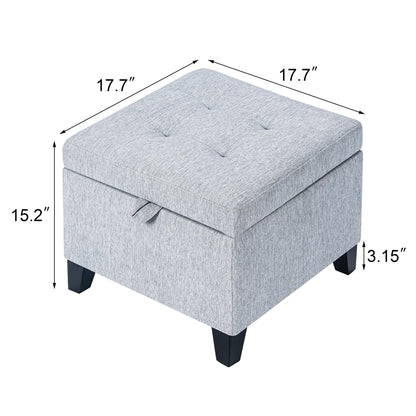 18 inch Linen Storage Ottoman for Living Room & Bedroom