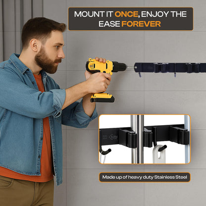 Stainless Steel Broom Holder Wall Mount