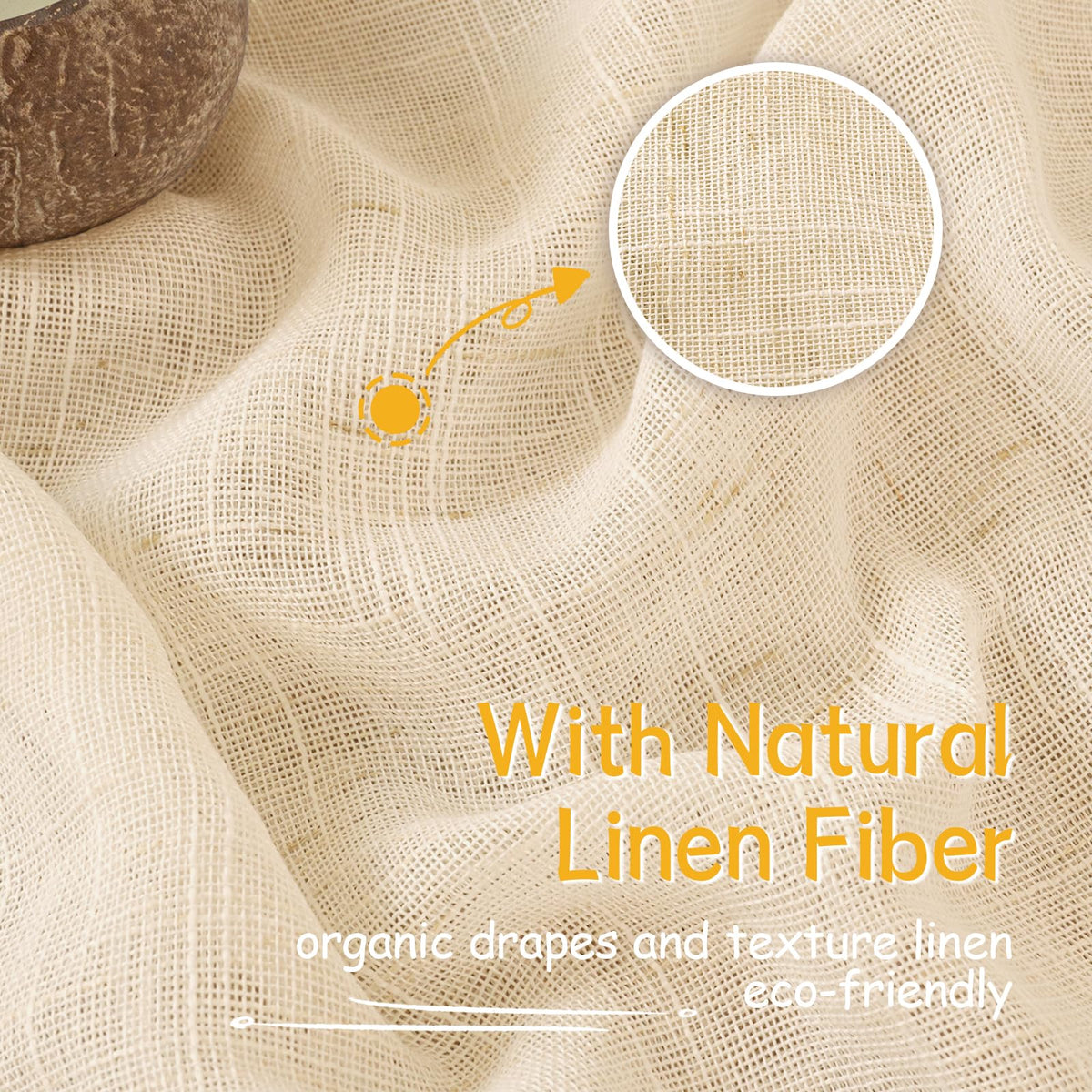 Linen Semi Sheer Curtains 40 Inch Length for Kitchen Window (2 Count)