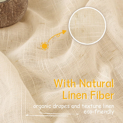 Linen Semi Sheer Curtains 40 Inch Length for Kitchen Window (2 Count)