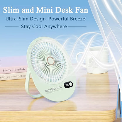 Jancane USB Desk Fan,3 IN 1 Rechargeable Small Portable Fan,180° Folding 6 Speeds Strong Wind Mini Personal Desktop Fan, Table Fans for Office/Bedroom, Gifts for Women/Men/girls (Green)