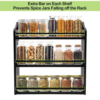 3 Tier Bamboo Spice Rack Wall Mount or Countertop