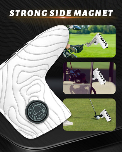Golf Blade Putter Cover Headcover Club Protector Par Putter Head Covers Magnetic Bar Closure for Scotty Cameron Taylormade Odyssey White Color