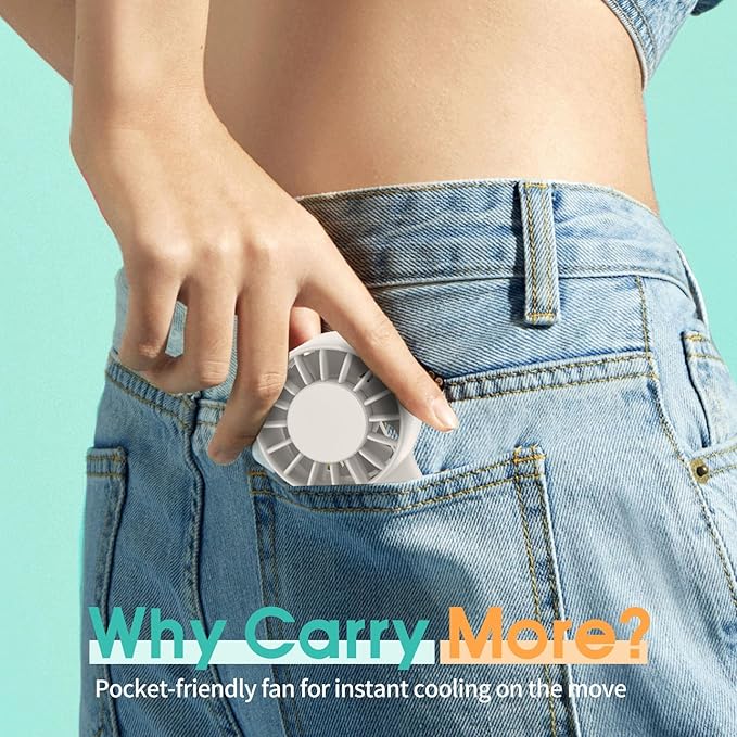 Mini Portable Fan, USB Rechargeable Handheld Fan with 3 Speed Wind, Pocket Personal Cooling Fan for Desktop Travel Outdoor Vacation Concert Makeup Use