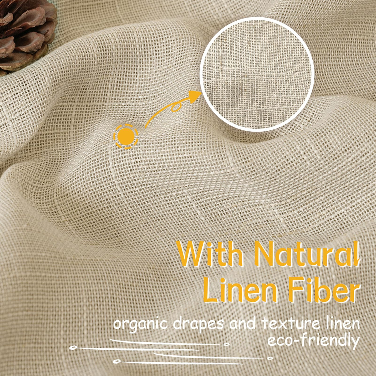 Oatmeal Linen Semi Sheer Curtains 34X48 Inch Long 2 Panels Set (2 Count)