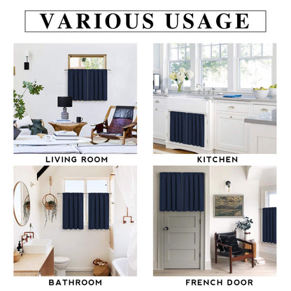 Basement Bathroom Kitchen Cafe Blackout Privacy Curtains 30 inches (2 Count)