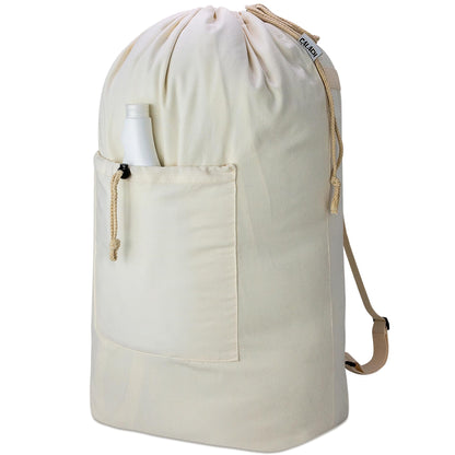 Laundry Backpack Canvas Laundry Bag with Straps Drawstring
